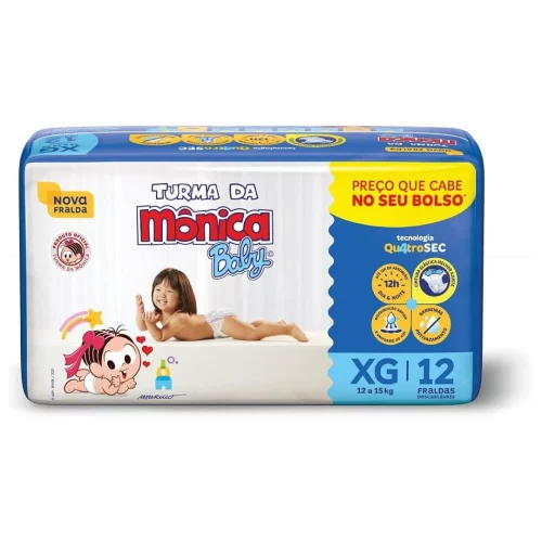 Fralda Turma da Mônica Baby Jumbinho XG 12 Unidades