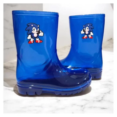 Galocha Bota de Chuva Cano Alto Sonic Infantil Menino Juvenil Leve Moderna Confortável Estilosa
