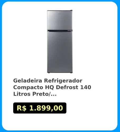 🛍Geladeira Refrigerador Compacto HQ Defrost 140 Litros Preto/Inox HQ-140RDF