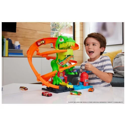 Hot Wheels, Pista de Brinquedo T-Rex x Quartel de Bombeiros