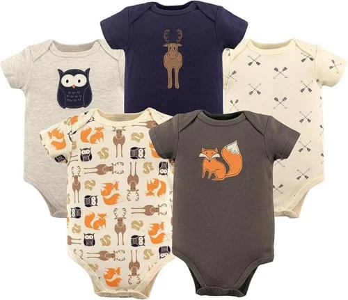 🛍 Hudson Baby Bodies unissex de algodão para bebês, Floresta, 3-6 Meses