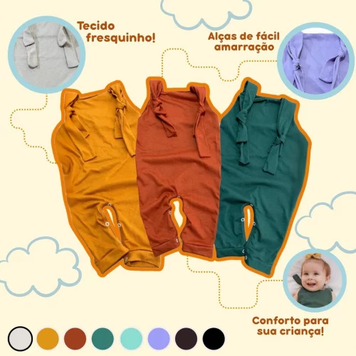 Jardineira infantil de Bebê com regulagem roupas de bebê P M G 1