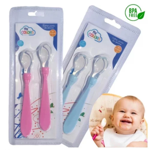 Kit 2 Colheres de Silcone Para Bebê