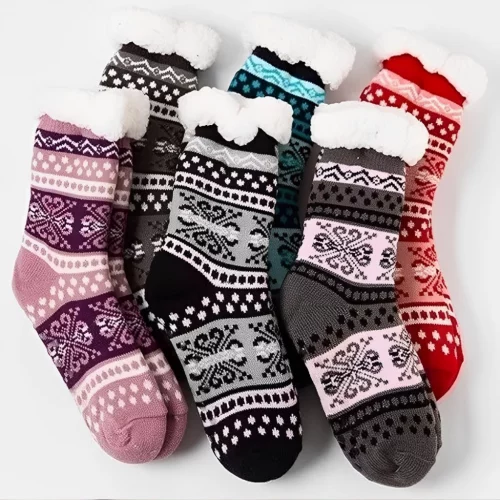 Kit 2 Pares Meia Pantufa Feminina e Masculina Adulta Infantil e Juvenil Térmica Forrada Felpuda Outono Inverno