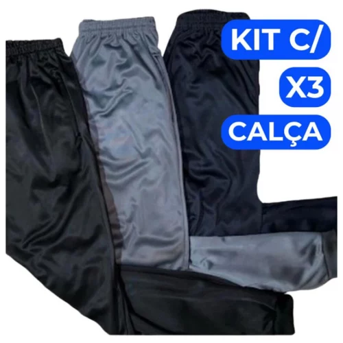 Kit 3 Calça Moletom Infantil Juvenil Com Bolsos (08 ao 16)
