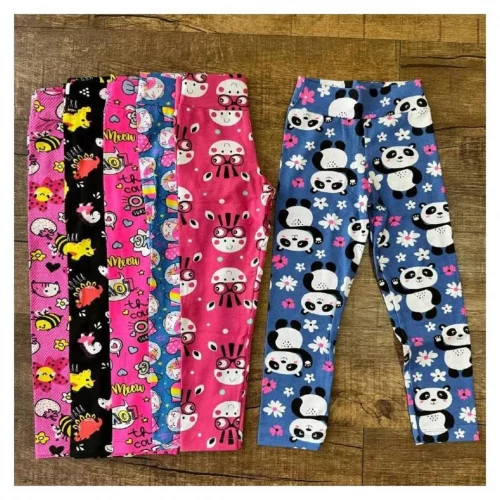 Kit 3 Legging Infantil Estampada Sortidas Muito Confortável
