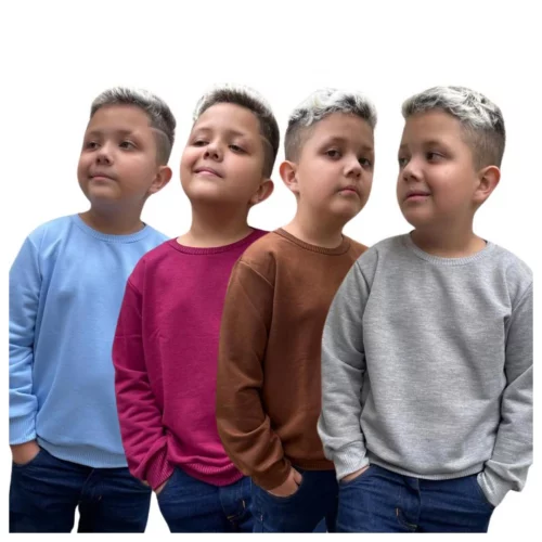 Kit 4 Blusas Infantil Menino Moletinho Moletom Camisa Casaco