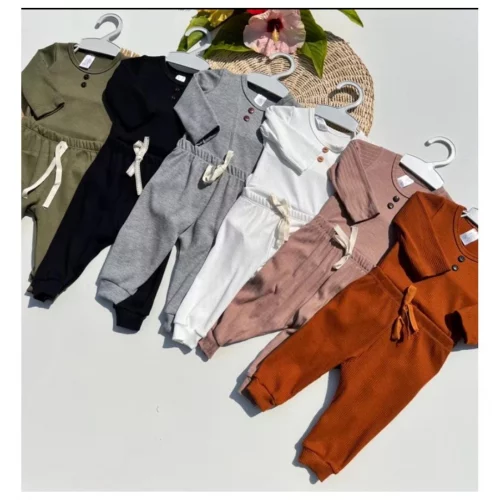 kit 4 Peças ,Body e calca Bebe Menina Menino para inverno manga longa