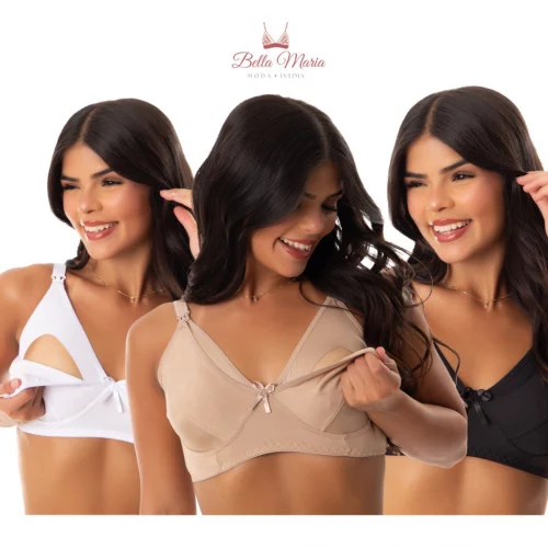Kit 5 Sutiã Reforçado Lingerie Gestante Soutien Amamentação Pós Parto