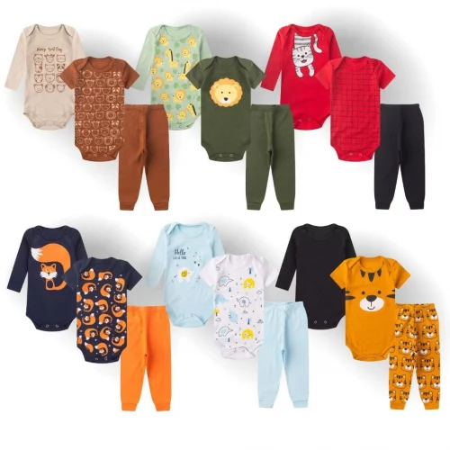 Kit 6 peças Conjunto body bebê manga curta longa calça roupa bebe infantil