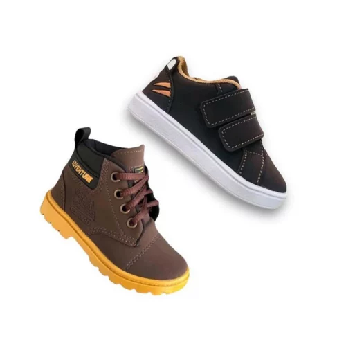 kit botinha tenis chinelo papete infantil