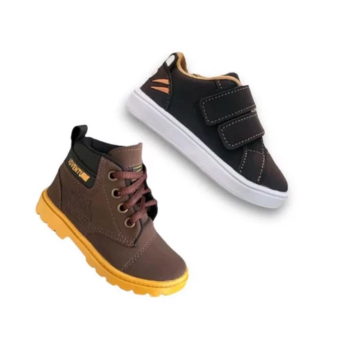 kit botinha tenis chinelo papete infantil