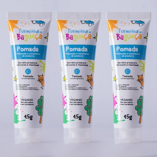 Kit com 03 Pomadas/Creme de Prevenção de Assaduras TURMINHA DA BAGUNÇA 45g - 100% Vegano