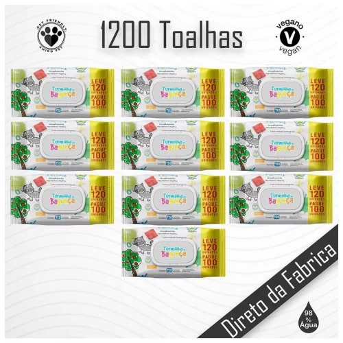 Kit com 10 Pacotes de Toalhas Umedecidas Turminha da Bagunça - 120 Folhas com tampa flip top