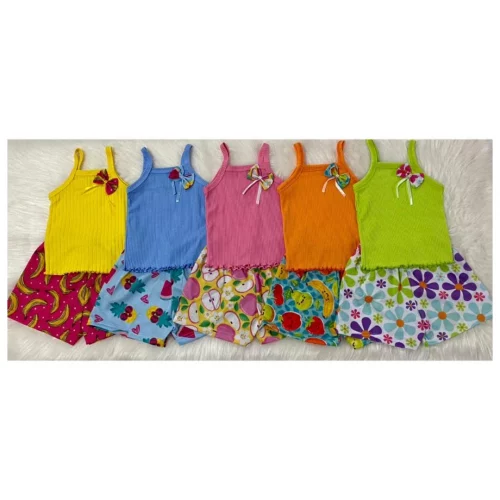Kit com 5 Conjuntos Top Alça Verão Infantil Menina