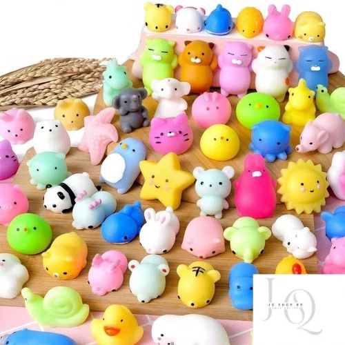 🛍️KIT COM 50 Peças Bichinhos Mochi Macio De Apertar Alivio Estresse Fidget