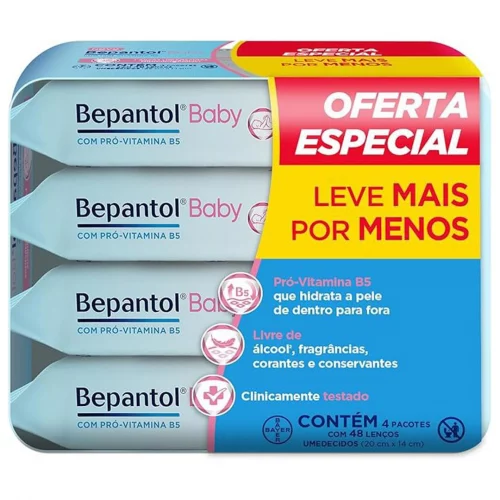 Kit Lenço Bepantol 192 lenços (4 pacotes com 48 un cada)