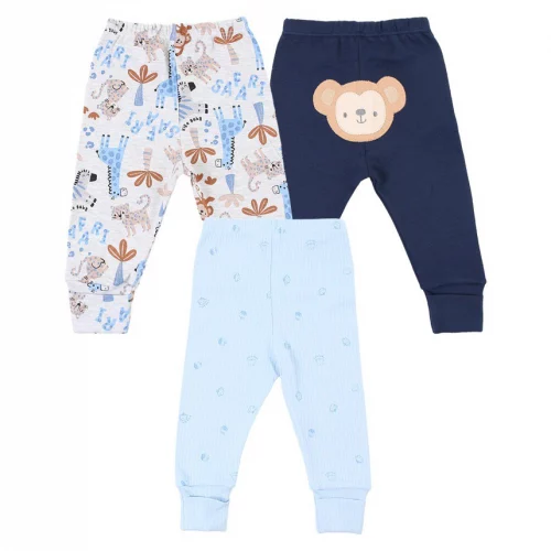Kit Mijão Bebê Kiko Baby Suedine Estampa Safari - 3 Peças