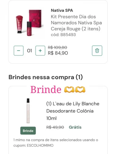 🛍 Kit Presente Dia dos Namorados Nativa Spa Cereja Rouge (2 itens)