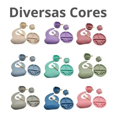 Kit Refeição Bebê Silicone - 8 peças