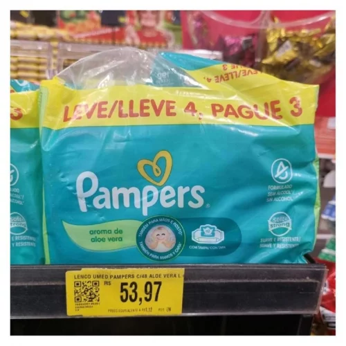 Lenços Umedecidos Pampers Aroma De Aloe Vera 192 Unidades (4 Pcts de 48 Uni Cada)