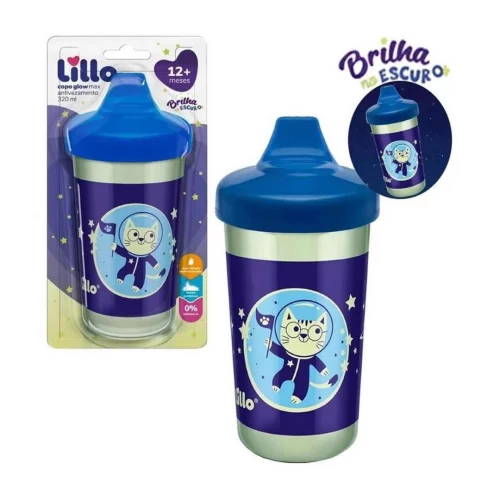 Lillo Copo Antivazamento Max Brilha No Escuro 320Ml - Azul