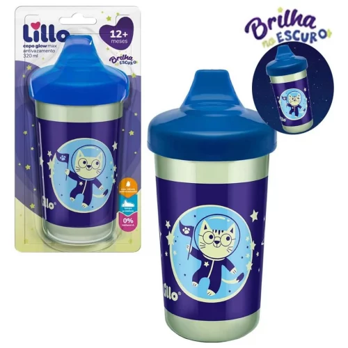 Lillo Copo Antivazamento Max Brilha No Escuro 320Ml - Azul