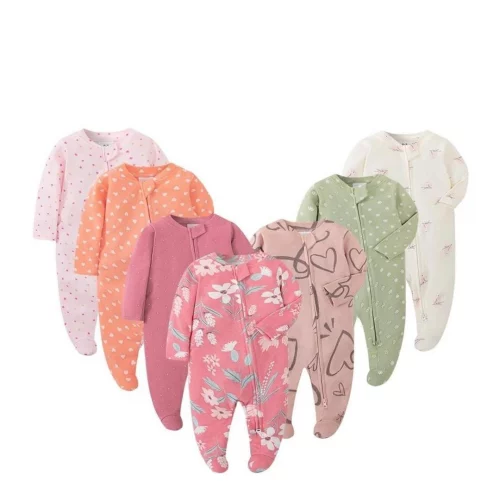 Lucky baby caters macacão bebê menina/macacão com pezinho para bebê/pijama bebê menina/macacão algodão