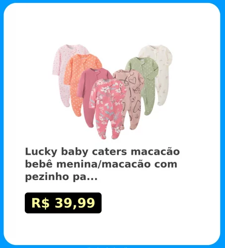🛍Lucky baby caters macacão bebê menina/macacão com pezinho para bebê/pijama bebê menina/macacão algodão