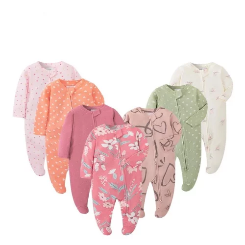 Lucky baby caters macacão bebê menina/macacão com pezinho para bebê/pijama bebê menina/macacão algodão