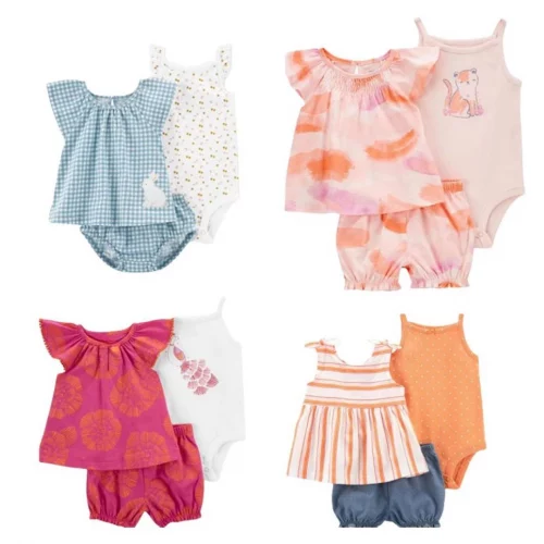 LUCKY BABY/body e tapa fralda/ Conjunto3peças roupa de bebê menina/conjunto bebê menina/conjunto bebê menina verão