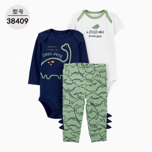 > Lucky baby/kit 3 pcs body manga curta ê longa bebê menino ê algodão calça/menino roupa bebe/conjunto cartersmenina