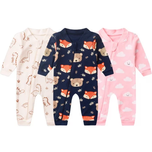 Macacão Bebê sem Pé Suedine Estampado com Zíper (RN/P/M/G/1)