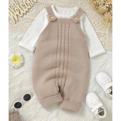 Macacão Casual Tricô Bebê Menino Menina Outono/Inverno (Body Não Incluso)