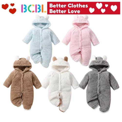Macacão De Inverno Para Bebês De Manga Comprida Com Capuz Roupas De Criança