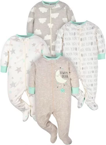 Macacão Gerber - Kit com 4 Sleep 'N Play, Menina - Tam 3-6M
