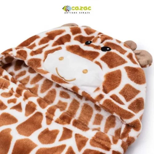 Manta Infantil Com Capuz Girafinha Marrom - Loani