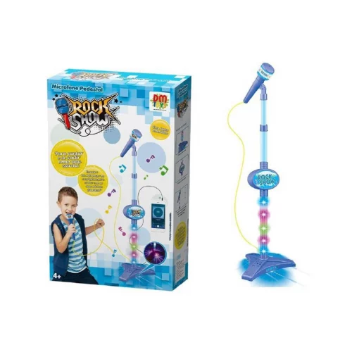 Microfone Pedestal Infantil Rock Show Azul, DM Toys