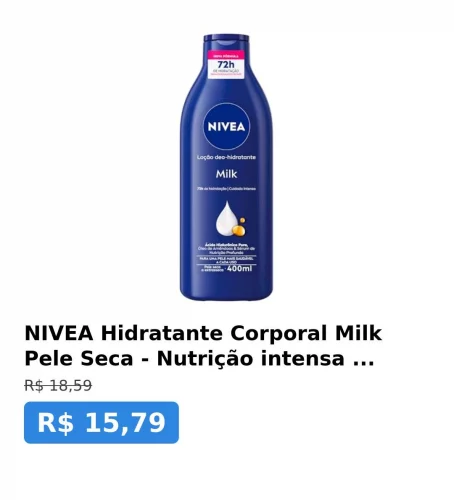 NIVEA Hidratante Corporal Milk Pele Seca - Nutrição intensa para pele seca a extrasseca, com fórmula cremosa que deixa a pele macia, cheirosa e hidrat...