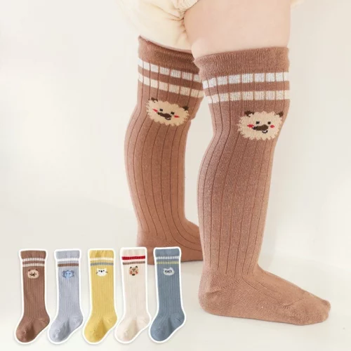 Novas Meias De Algodão Bebê De Outono E Inverno Kids Striped Cartoon Animal Socks