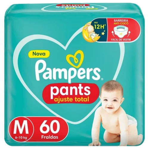 Pampers Pants Ajuste Total Fralda com cintura elástica M 60 Unidades