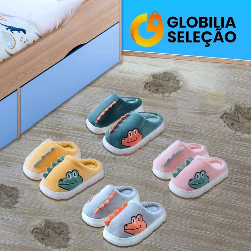 Pantufa Chinelo De Casa Infantil Menino Menina Pelúcia Confortável Inverno KT0647CRO