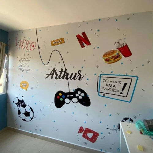 Papel de Parede Adesivo Infantil Video Game Menino