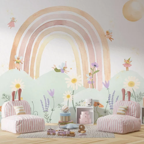 Papel de Parede Infantil Fadas e Arco-Íris – Magia e Encanto