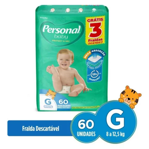 Personal Fralda Baby Protect&Sec G, Leve 60 Pague 57 Unidades