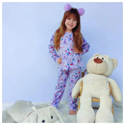 Pijama Infantil Feminino Manga Longa - Veste de 1 a 13 anos