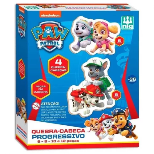 Quebra Cabeça Progressivo em Madeira Patrulha Canina