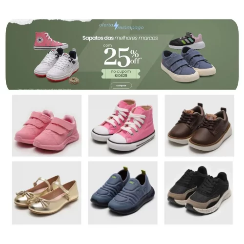 Seleção de Calçados com até 50 off + 25% off do cupom!