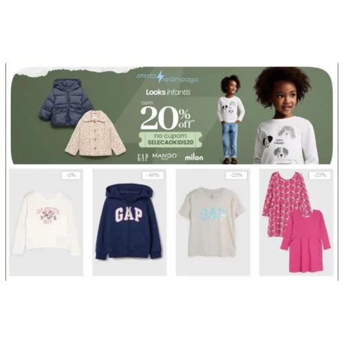 Seleção Kids na Dafiti com até 61% off + 20% extra do cupom!