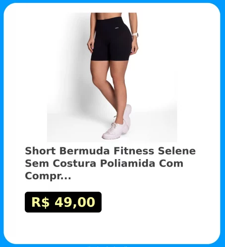 🛍Short Bermuda Fitness Selene Sem Costura Poliamida Com Compressão Academia Corrida Esportivo